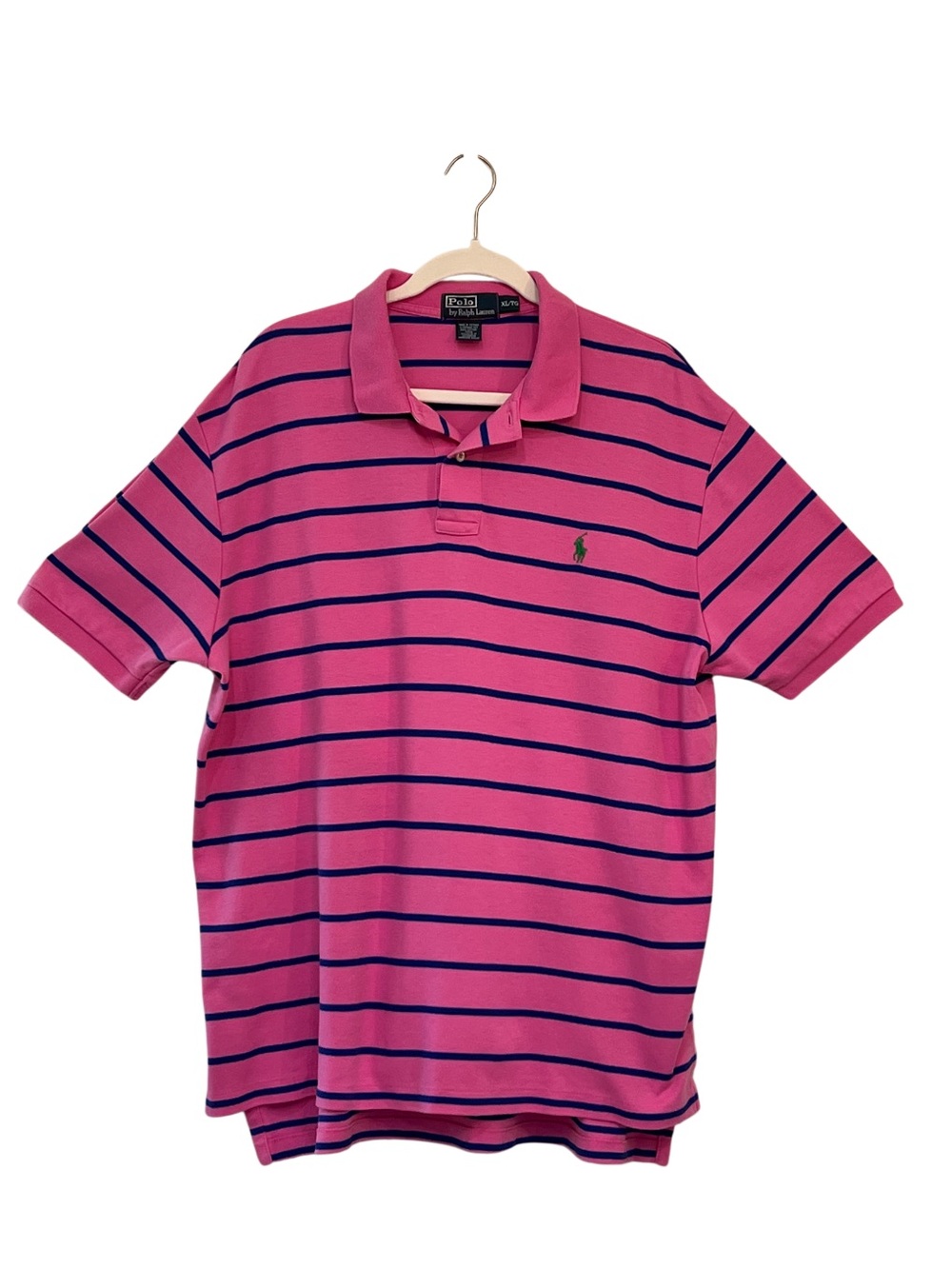 Polo by Ralph Lauren Pink Blue Striped Cotton Polo Shirt XL